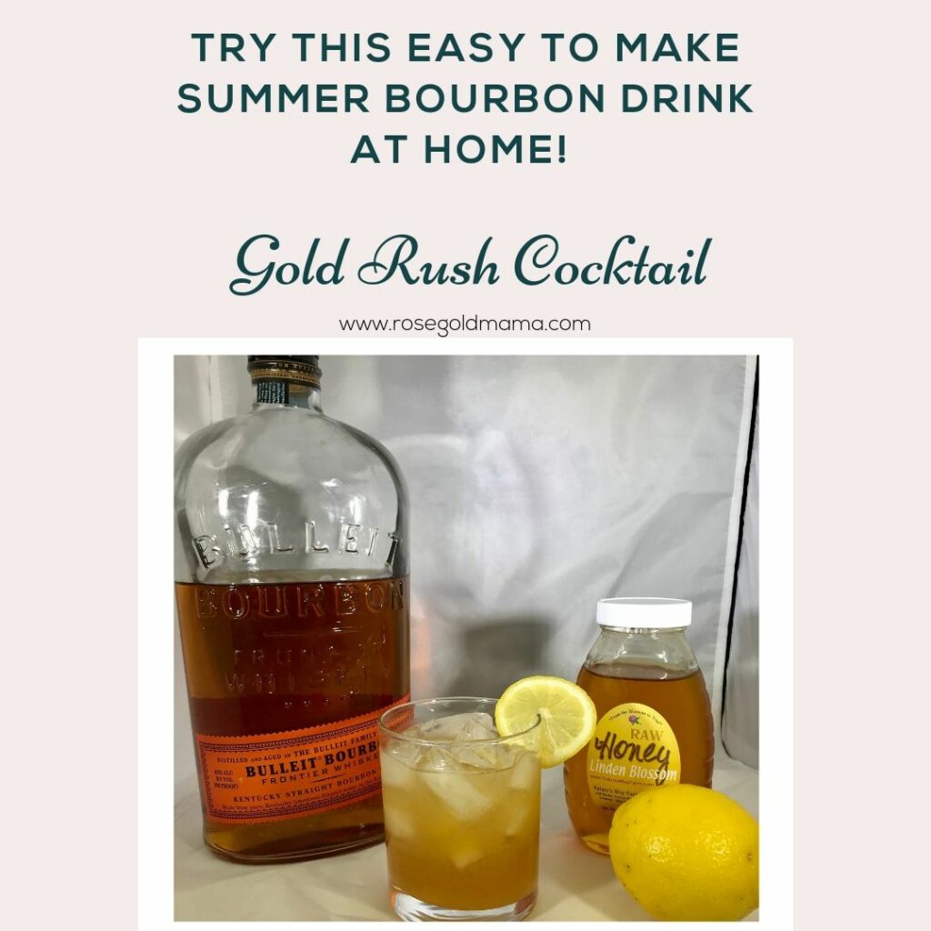 The Gold Rush cocktail, is a delicious citrus and sweet bourbon cocktail made for slow sipping.  Get the ingredients and free printable recipe card here. If you are a whiskey girl or into bourbon this will be your summer drink of 2019. I like Bulleit Bourbon, if you don't have that on hand just use your favorite type of Whiskey. 